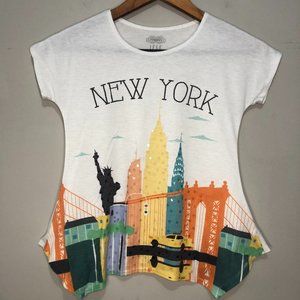 IFSE Girls Size L Graphic Tee "New York" White/Multi-color